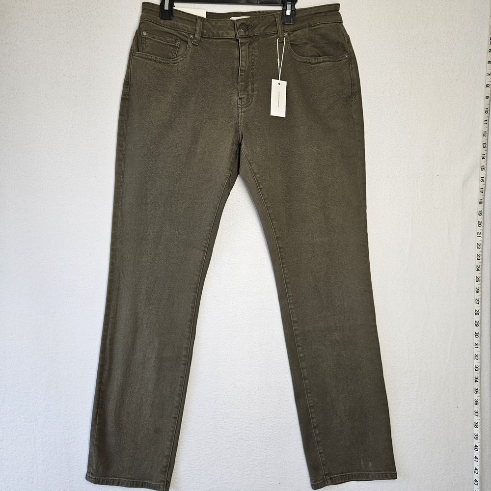 Warp + Weft Pants Mens 35x32 Moss Green AMS Amsterdam Slim Chino Stretch New